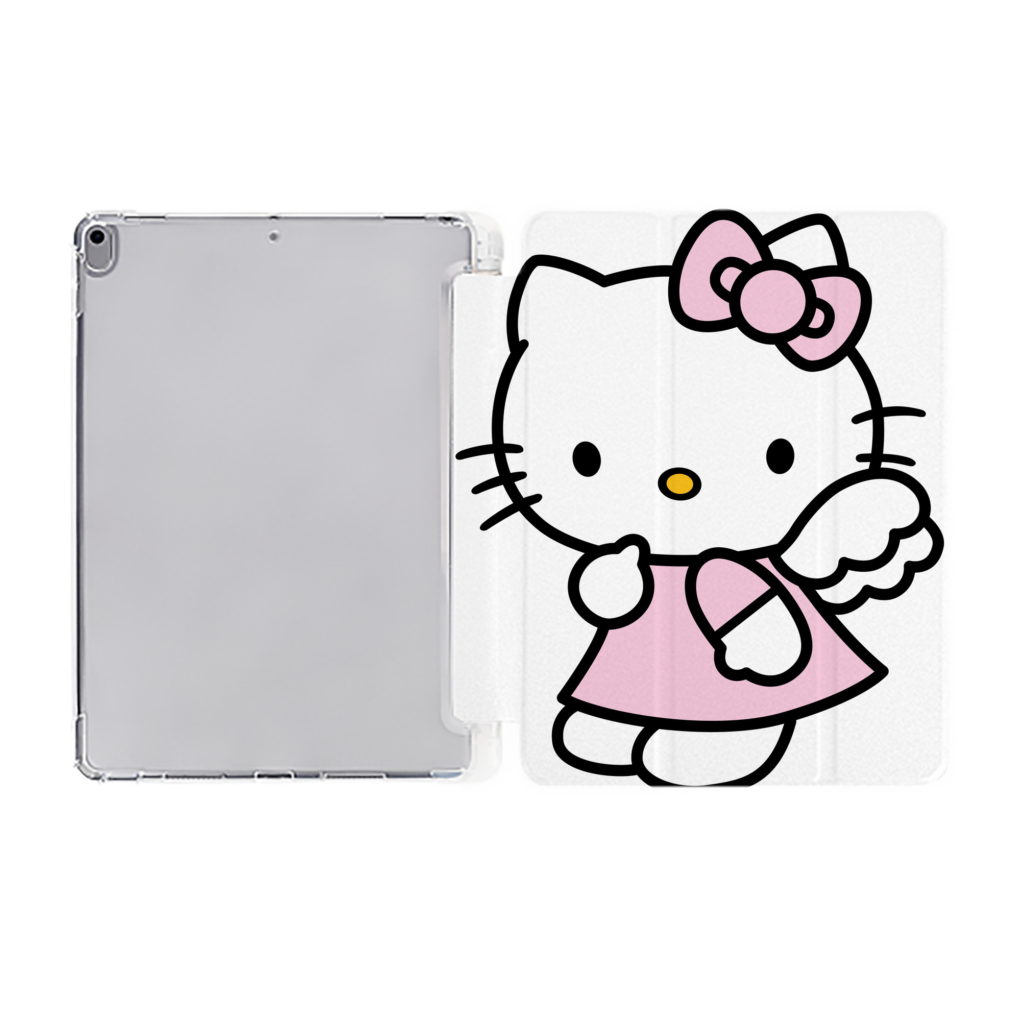 （画像用） Hello Kitty ハローキティ IPad ケース ペン収納付き 三つ折りスタンド PUレザー×シリコン 対応機種9.5/10.5/10.9インチ